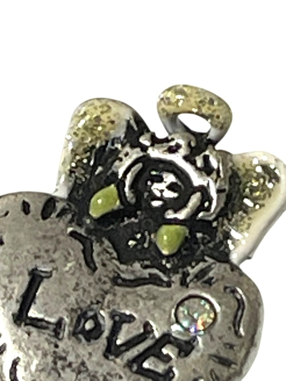 Three Angel Brooch Pin Live Laugh Love Enameled Glitter Wings & Halo Rhinestones - Picture 4 of 12